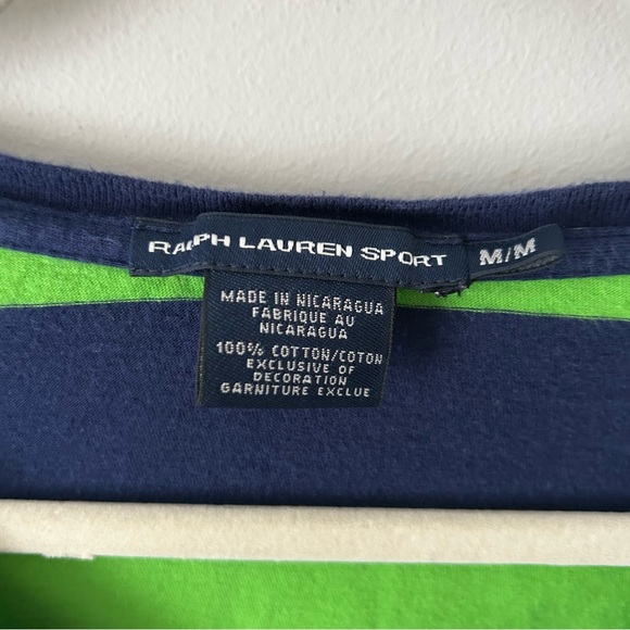 Ralph Lauren Sport y2K striped long sleeved cotton v neck t M - Picture 4 of 6